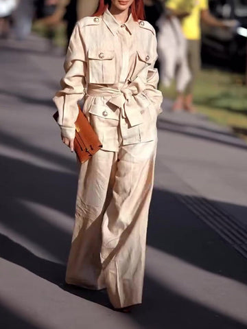 Elegant 2-pieces Belted Modest Suit
