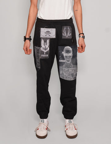 Multi-Patch Jogger Pants in Black