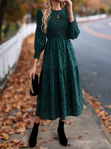 Women's Leopard Print Long Sleeve Dress