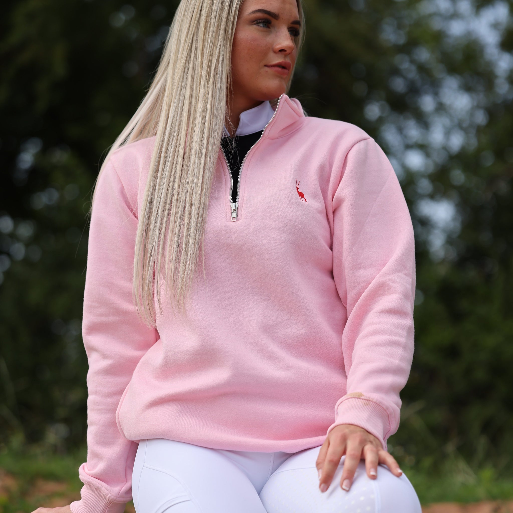 Slimbridge Quarter zip Pink with pockets