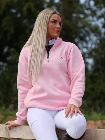 Slimbridge Quarter zip Pink with pockets