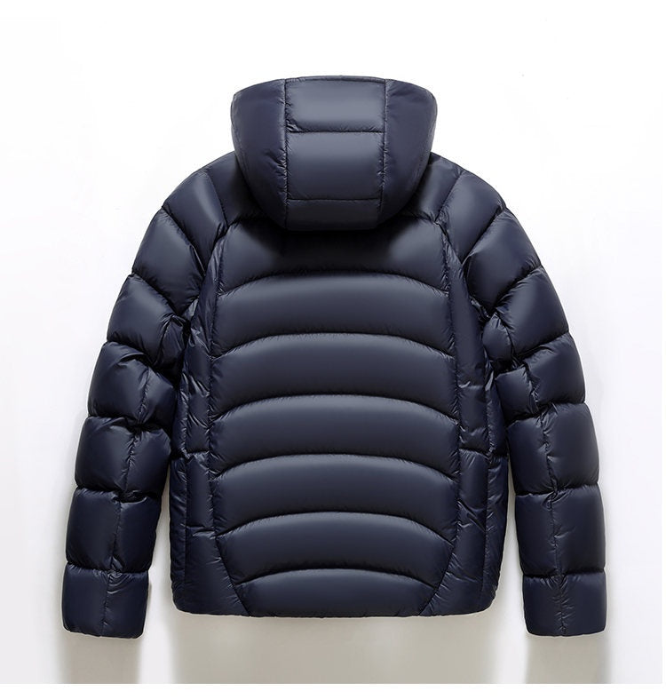Unisex Hooded Down Jacket — Couple Style Ribbed Design