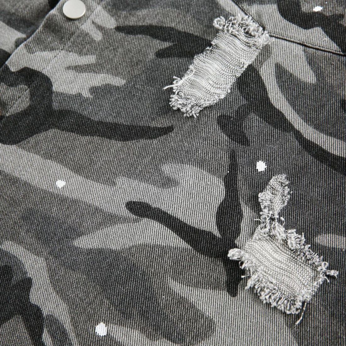 American Retro Loose Heavy Industry Distressed Camouflage Long Sleeve Shirt