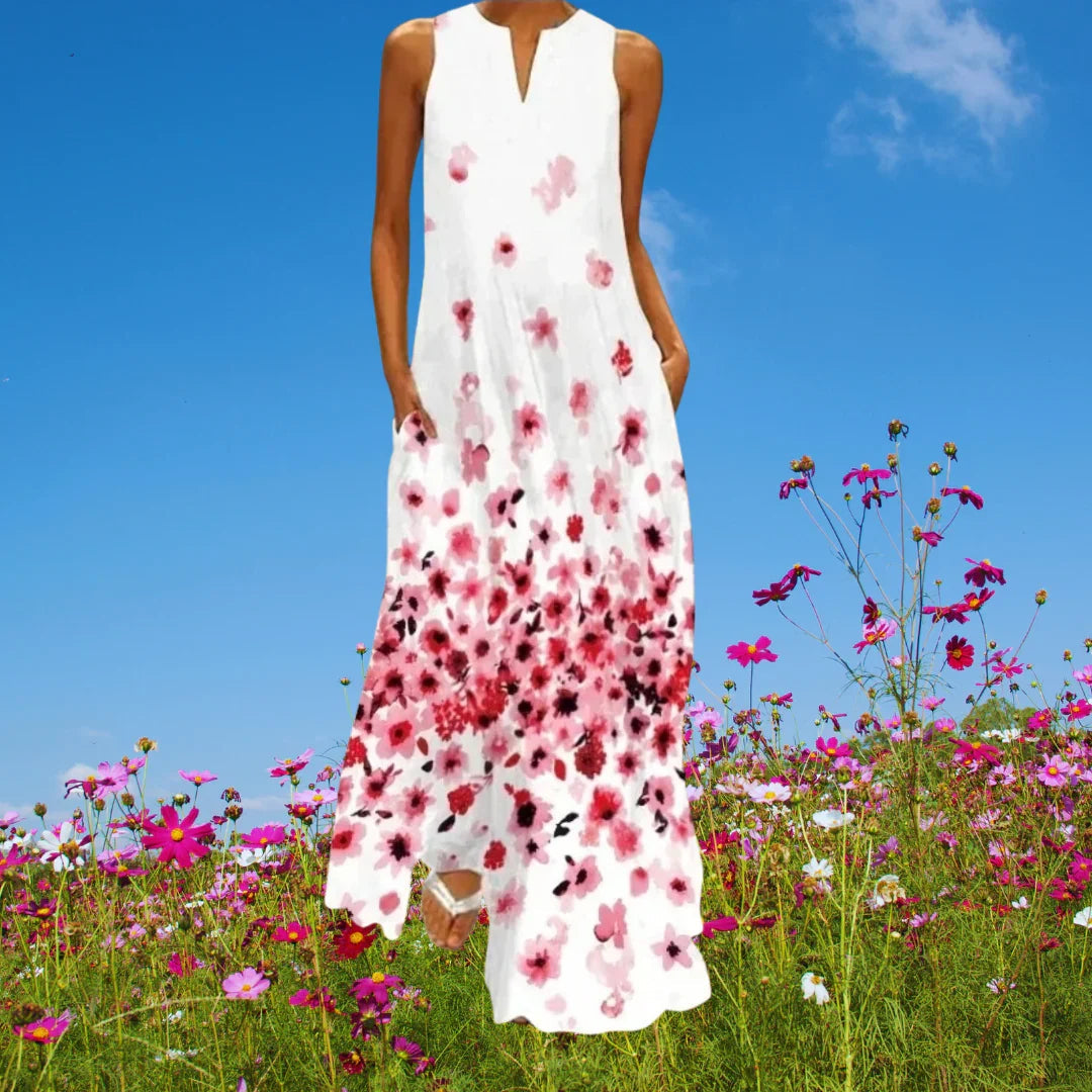 Bohemian Printed Maxi Dress with Pockets - Loose Ankle-Length Summer A-Line Dress for Women COLLECTION