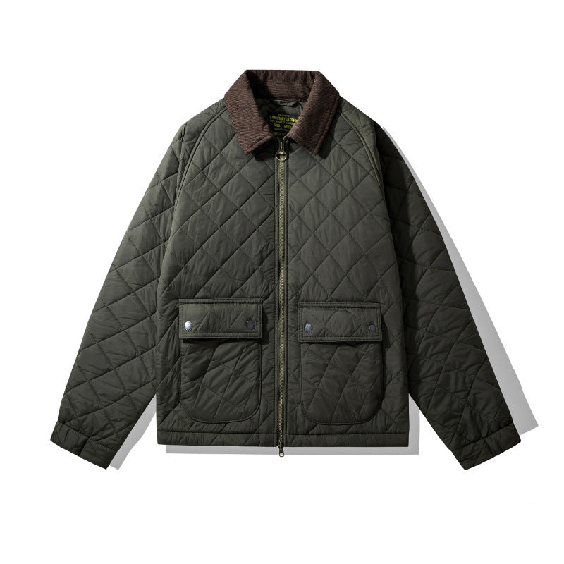 Men's Quilted Corduroy Plaid Jacket