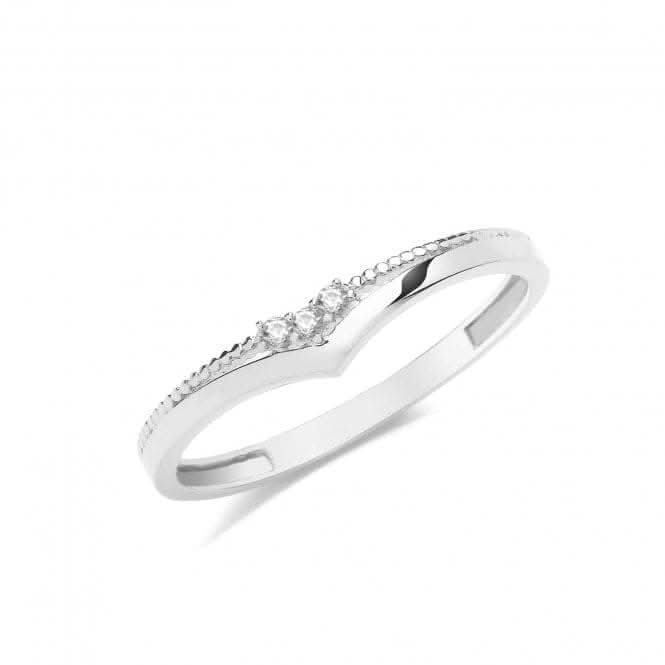 9ct White Gold Wishbone Ring With Zirconia RN966W