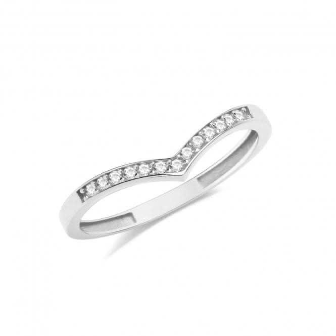 9ct White Gold Zirconia Wishbone Ring RN965W