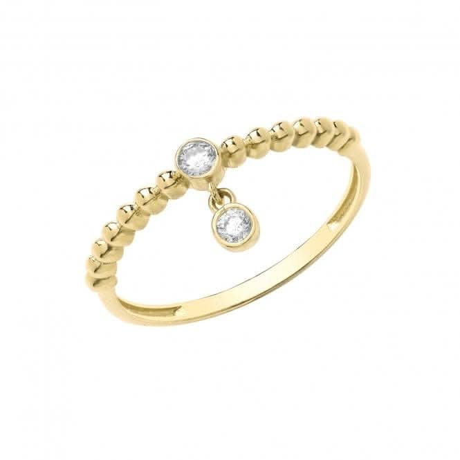 9ct Yellow Gold Bobble Ring With Zirconia Charm RN960