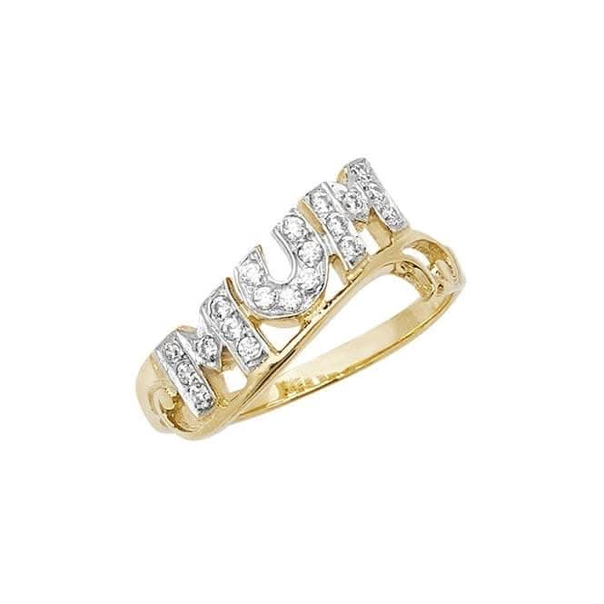 9ct Yellow Gold Ladies Mum Zirconia Ring RN934