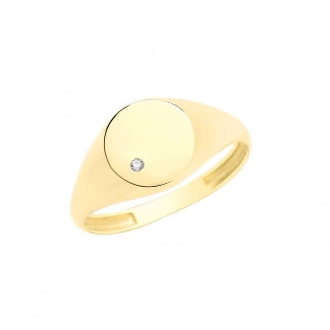 9ct Yellow Gold Round Signet Ring With Zirconia RN953
