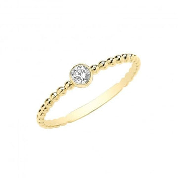 9ct Yellow Gold Single Zirconia Bobble Ring RN959