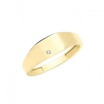 9ct Yellow Gold Square Signet Ring With Zirconia RN955
