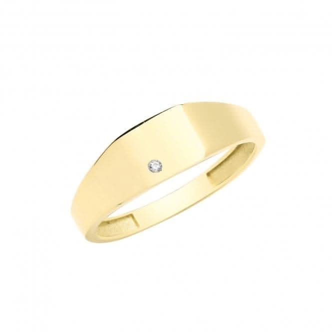 9ct Yellow Gold Square Signet Ring With Zirconia RN955
