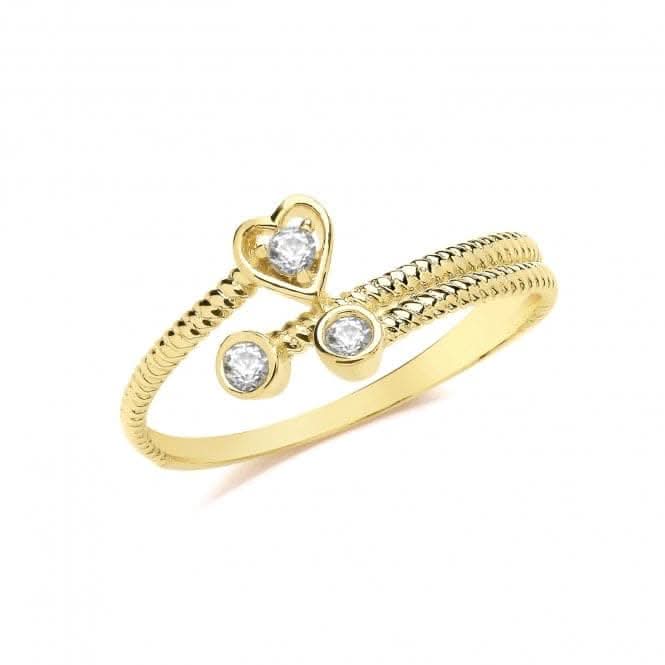9ct Yellow Gold Twisted Zirconia Heart Ring RN979