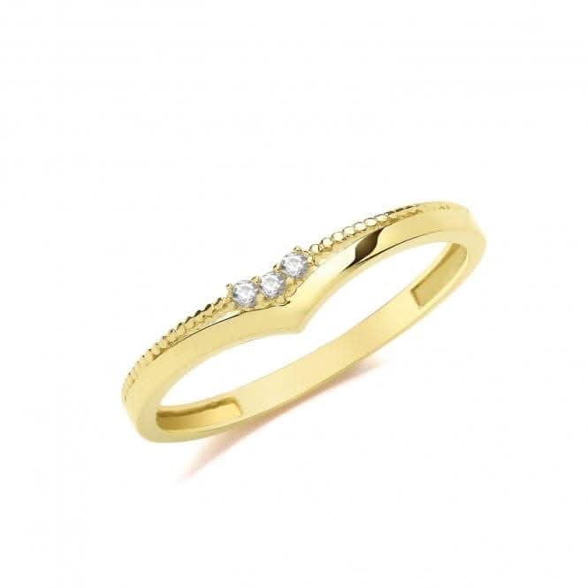 9ct Yellow Gold Wishbone Ring With Zirconia RN966
