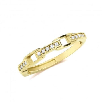 9ct Yellow Gold Zirconia Chain Link Ring RN971