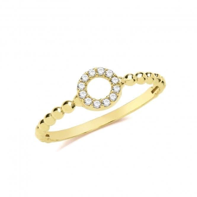 9ct Yellow Gold Zirconia Circle Bobble Ring RN976