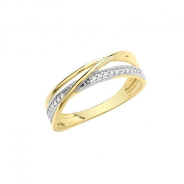 9ct Yellow Gold Zirconia Crossover Et Ring RN943
