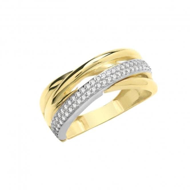 9ct Yellow Gold Zirconia Crossover Et Ring RN944