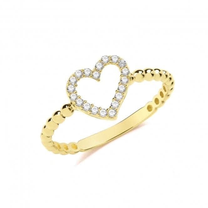 9ct  Yellow  Gold  Zirconia  Heart  Bobble  Ring  RN977