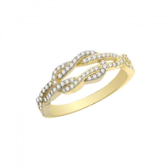 9ct Yellow Gold Zirconia Knot Ring RN947