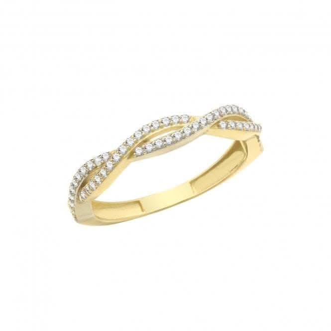 9ct Yellow Gold Zirconia Plaited Ring RN945