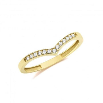 9ct Yellow Gold Zirconia Wishbone Ring RN965
