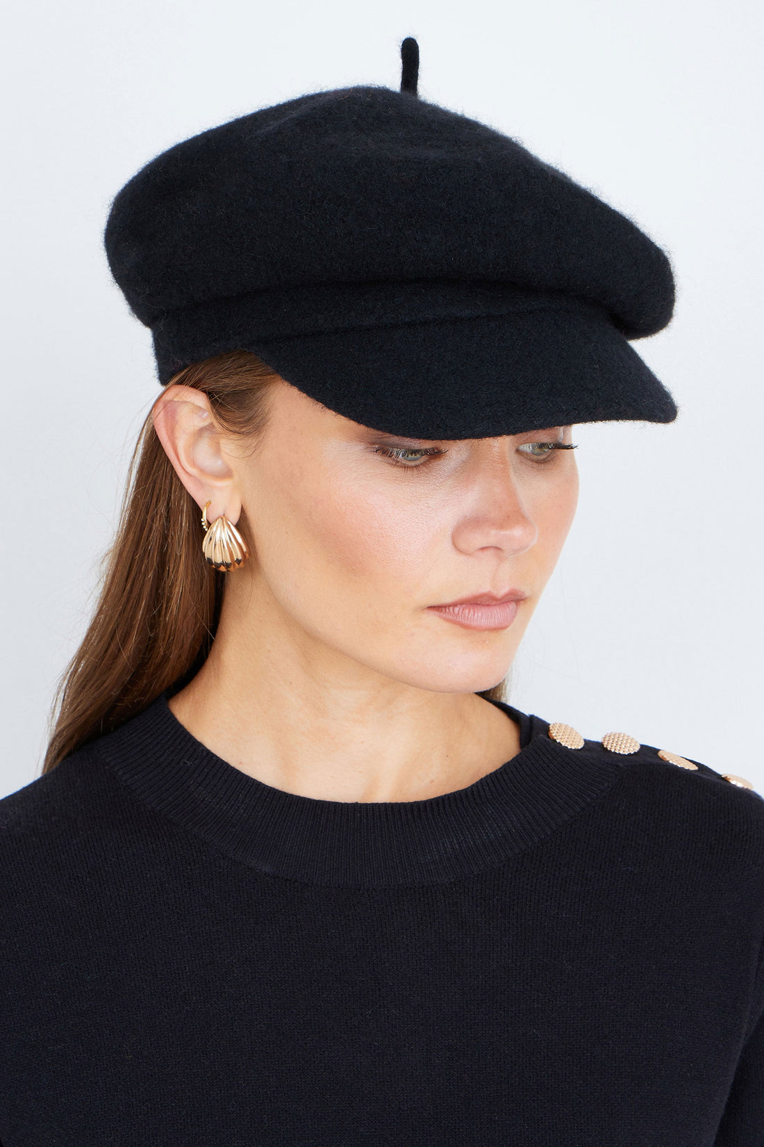 Yumi Black Baker Boy Hat