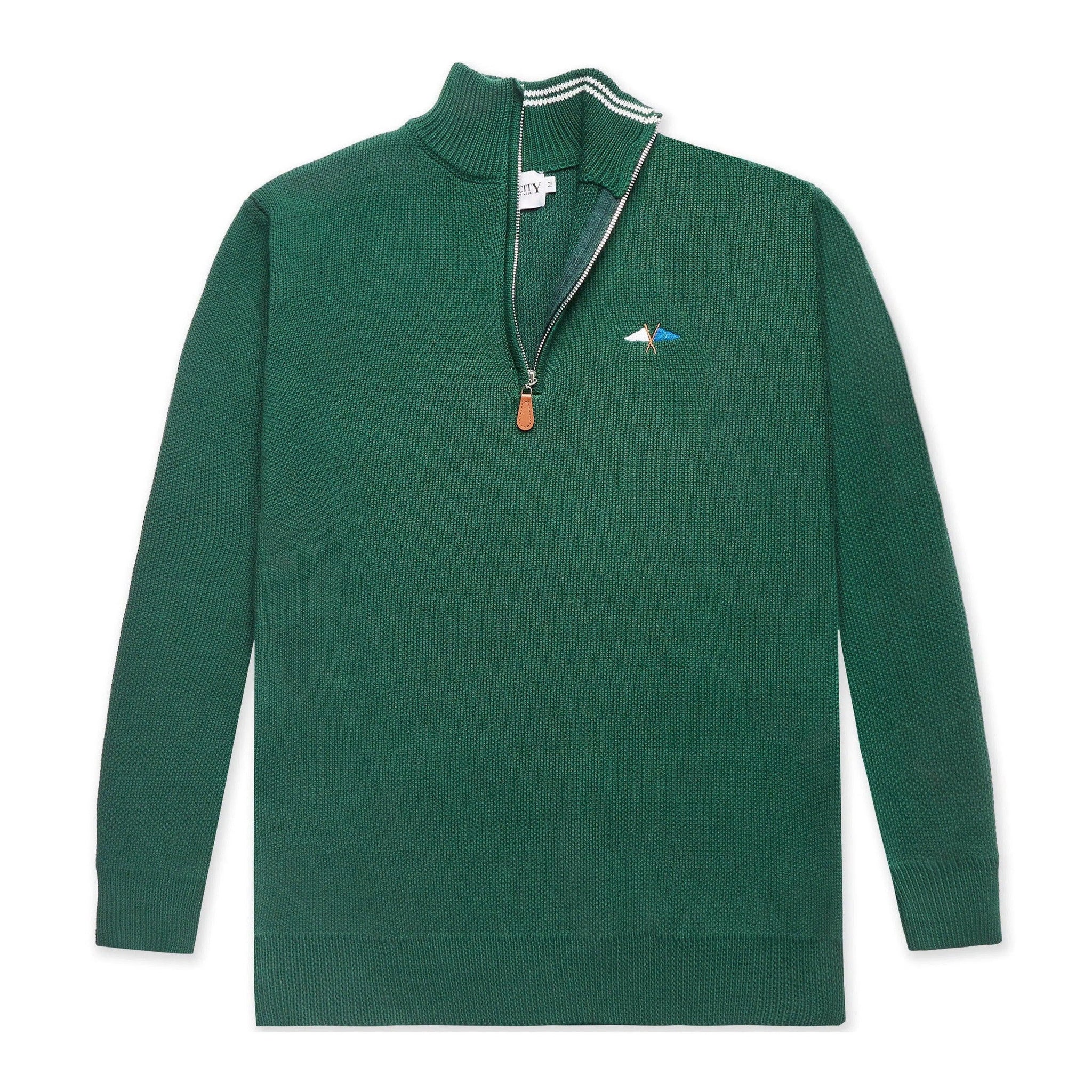Knit 1/4 Zip Green