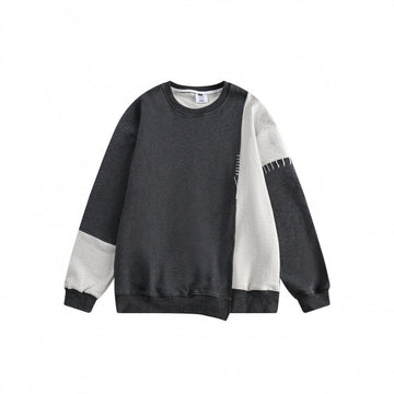 Men’s Patchwork Sweater - Loose Round Neck