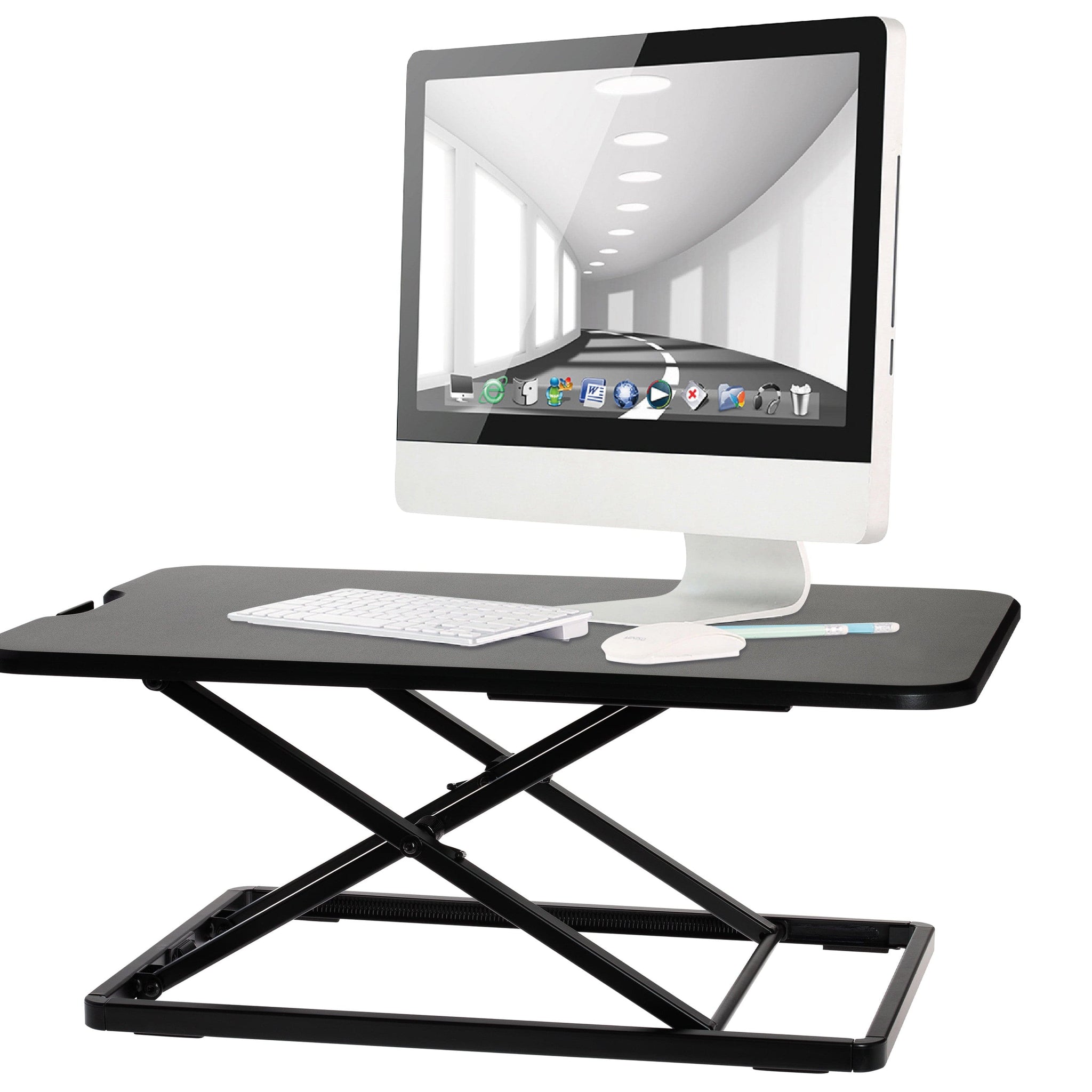 ProperAV LITE Stand Up Desk Converter with Variable Height Settings - Black
