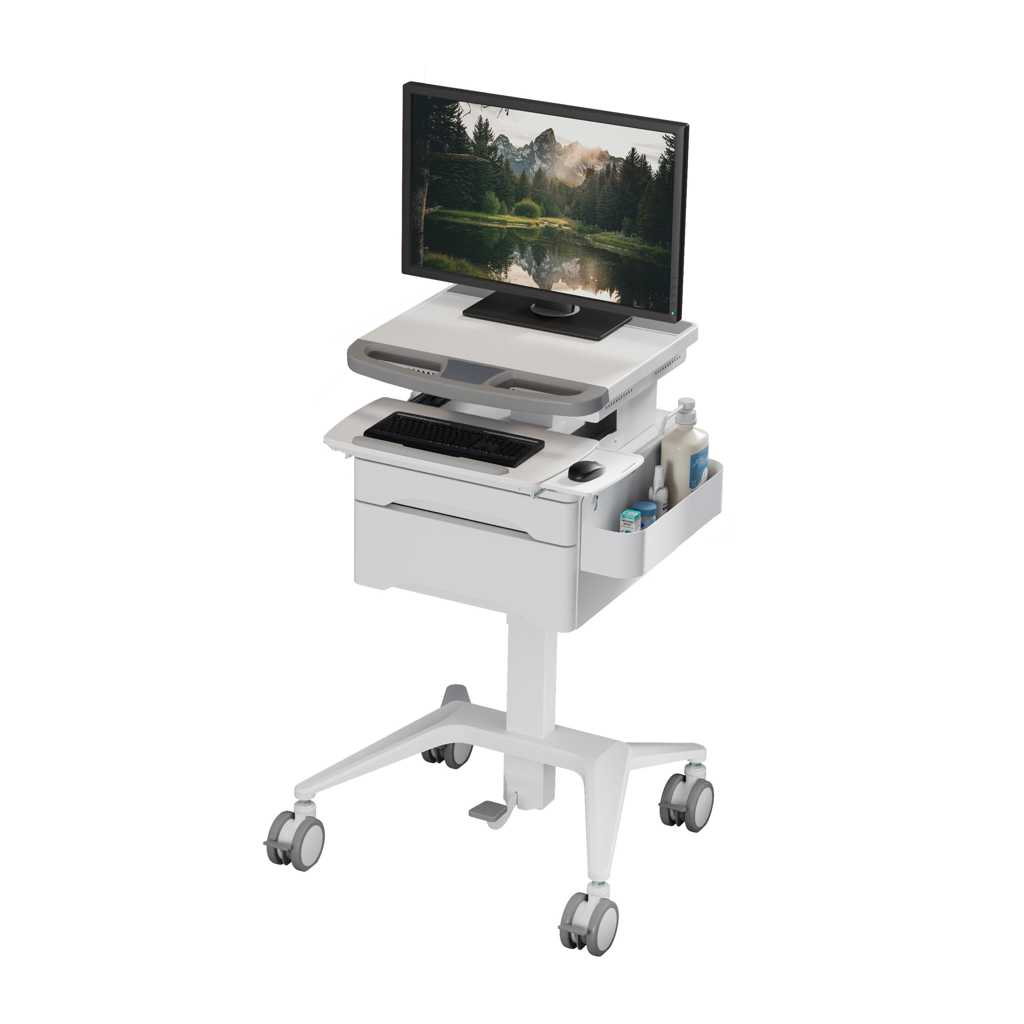 ProperAV Mobile Workstation Trolley Cart with Drawers