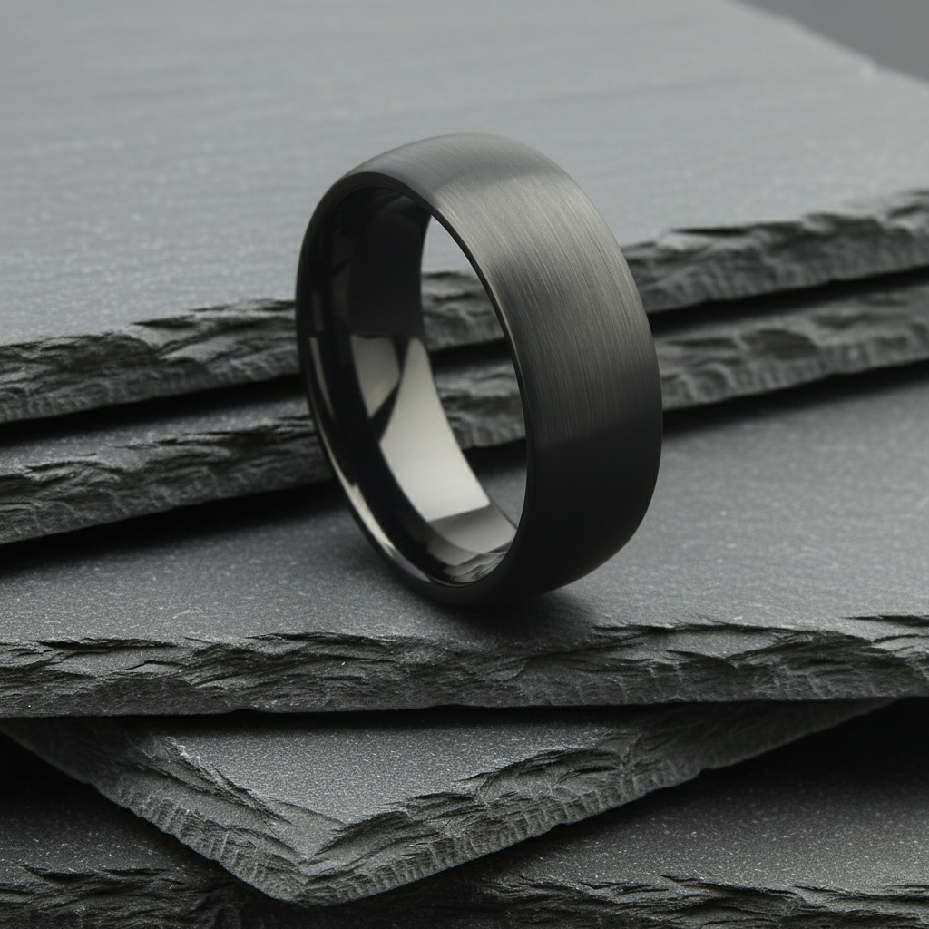 The Antares - 8mm Brushed Black Tungsten Ring