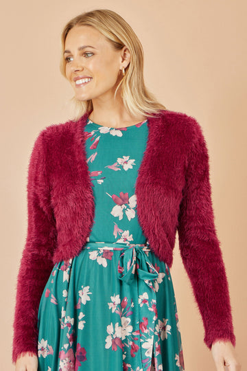 Yumi Burgundy Eyelash Knit Bolero