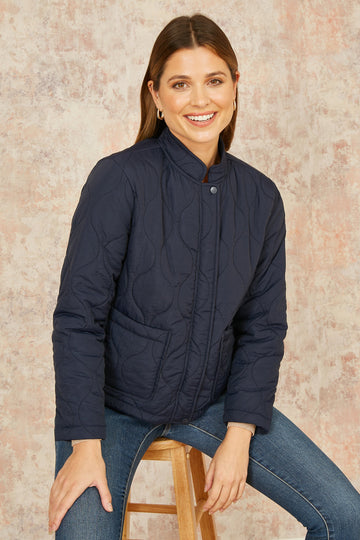 Yumi Navy Short Quilted Jacket