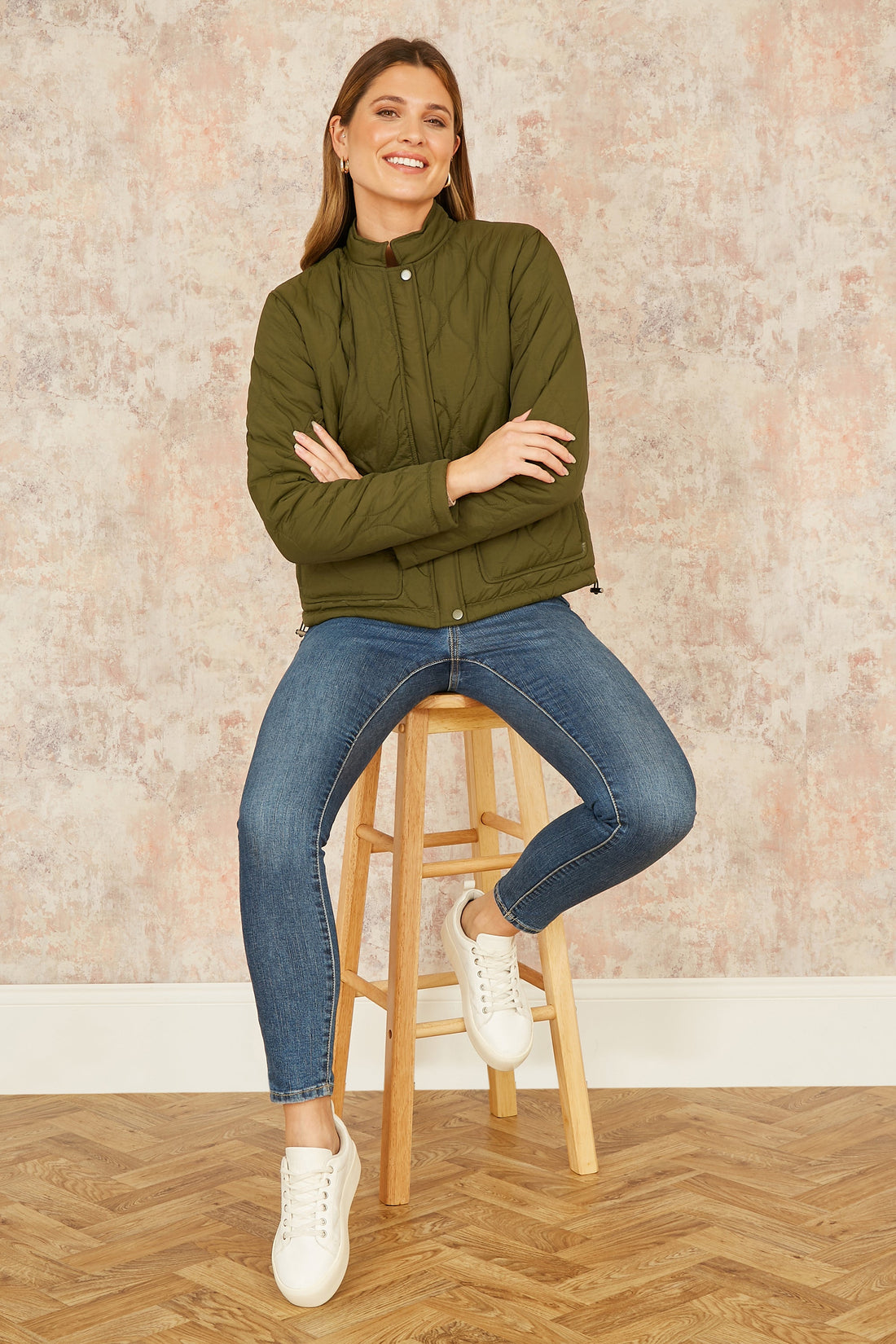 Yumi Green Short Quilted Jacket