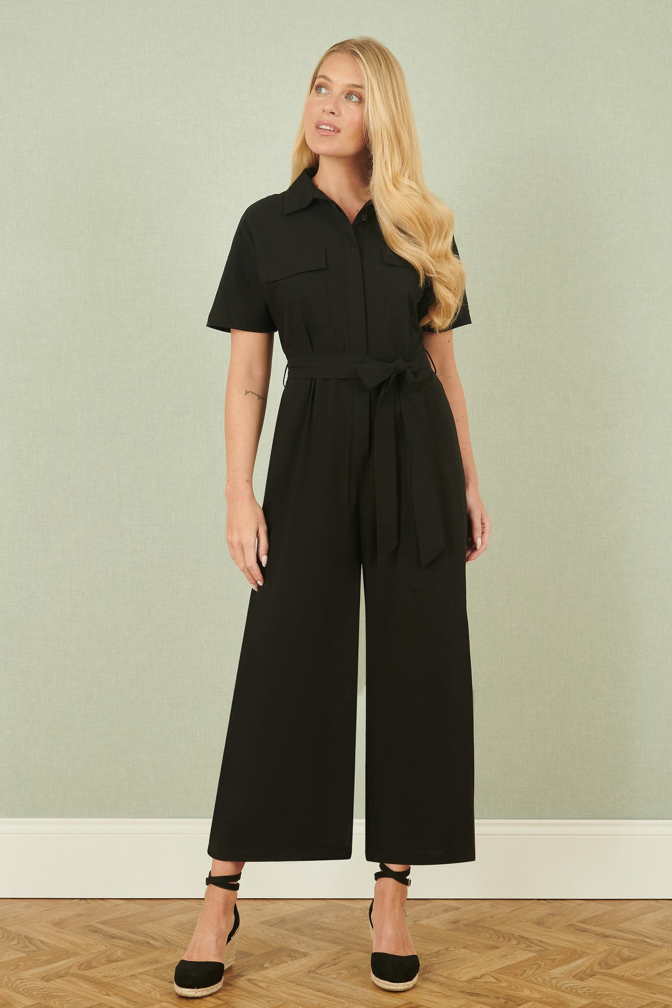 Yumi Black Utility Relaxed Fit Jumpsuit