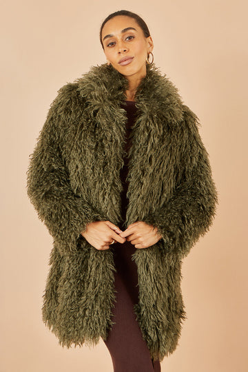 Luxury Green Faux Fur Coat for Women UK – Winter Warm Long Teddy Coat