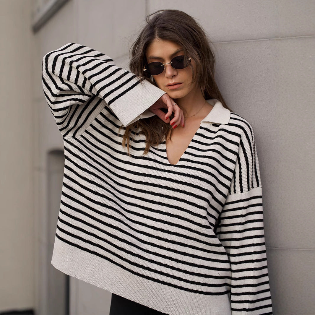 Women’s Striped Long Sleeve Sweater