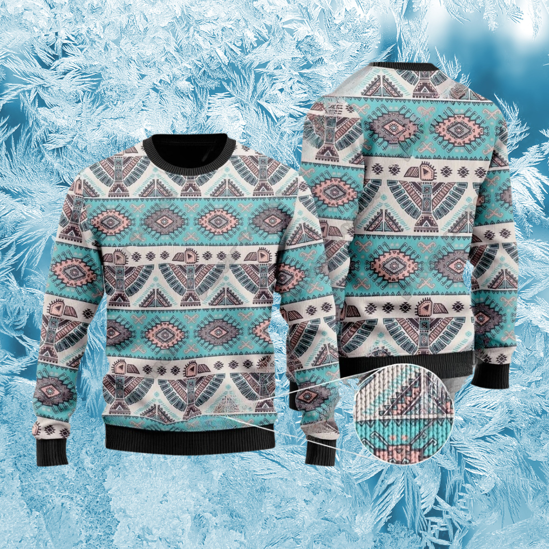 Native Indian Wolf Feather Dream Catcher Art Design Unisex Ugly Sweater (Short to Plus-Size) selection