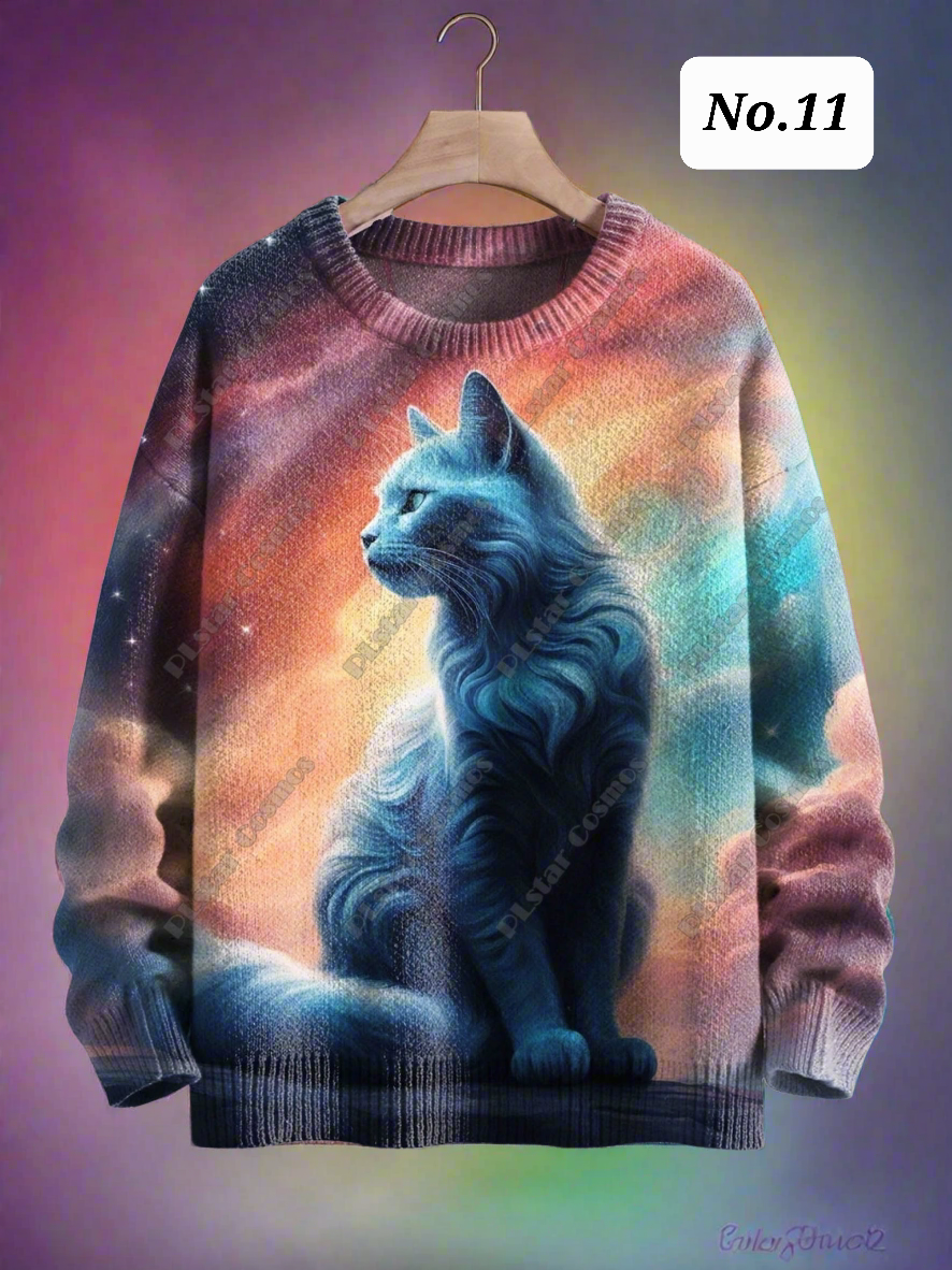 Stylish Cats & Dogs Animals Sweater  SELECTION (Includes Plus Sizes)