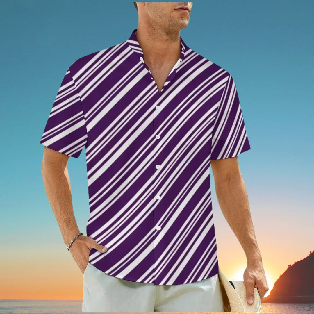 3.Men's Casual Funky Art Short Sleeve Collared Beach Shirts Collection