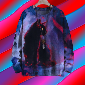Unisex Vintage Cat Art Print Sweaters (XS-7XL)