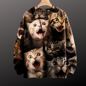 Chic & Adorable Artistic Cat Sweater Collection