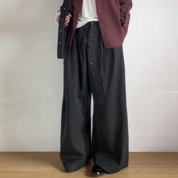 American Retro Ring Buttoned Charcoal Black Suit Pants