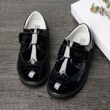 Boys Leather Shoes, Kids' Campus Black British Style Shoes