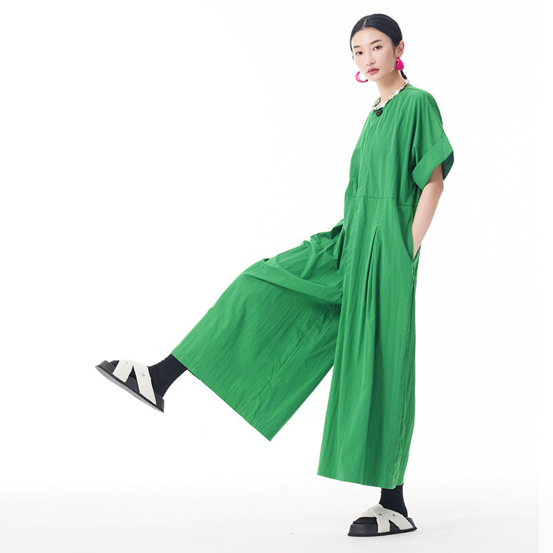 Buttoned Cargo Sleeved Summer Overalls