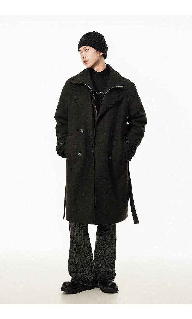 Double Breasted Men's Over the Knee Trench Coat