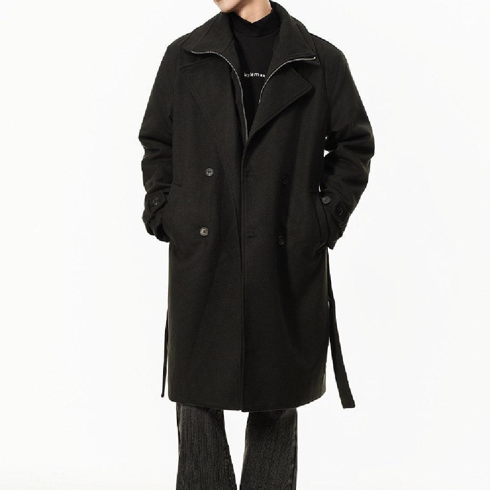 Double Breasted Men's Over the Knee Trench Coat