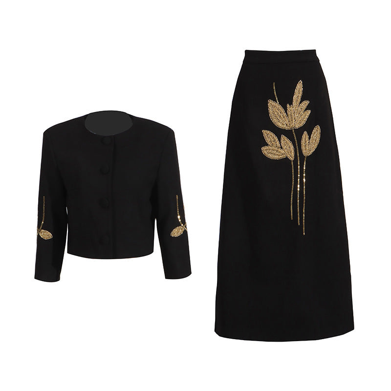 Exquisite Flowers Beaded Two-pieces Set